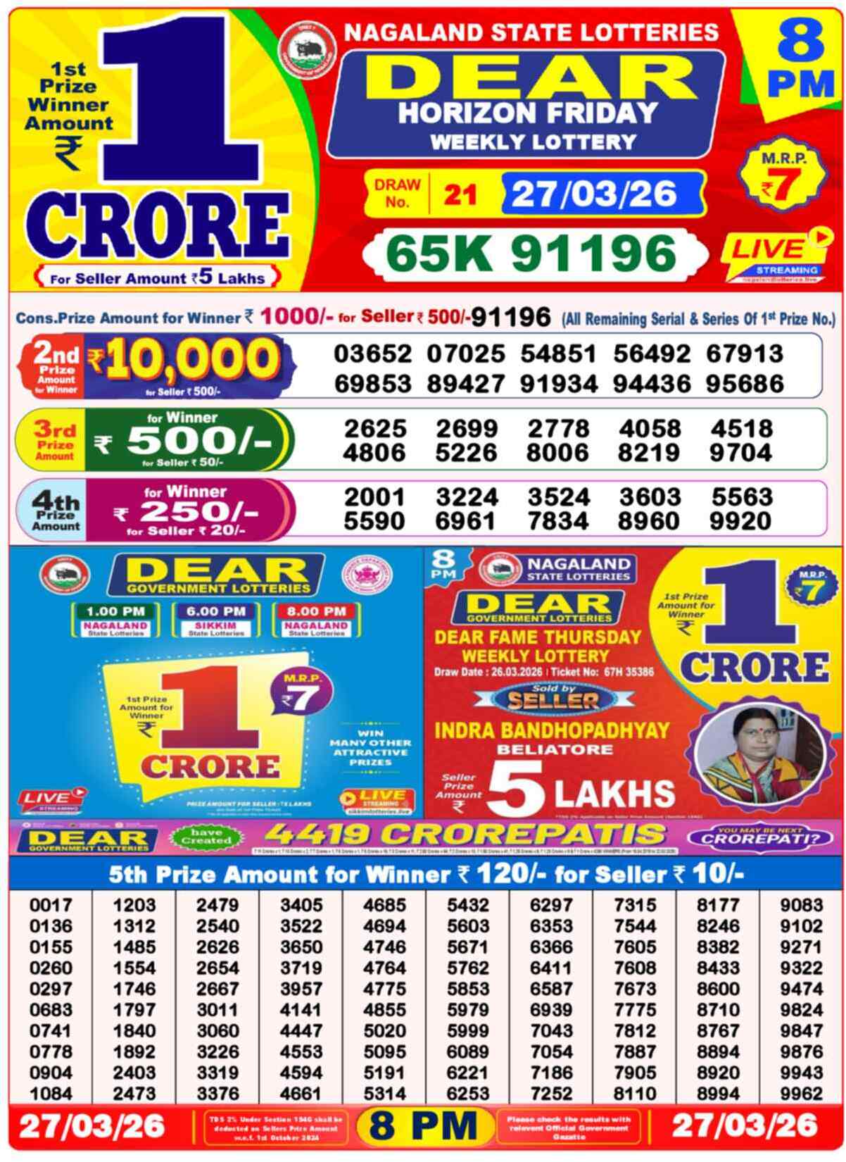 Lottery Sambad 27.03.26
