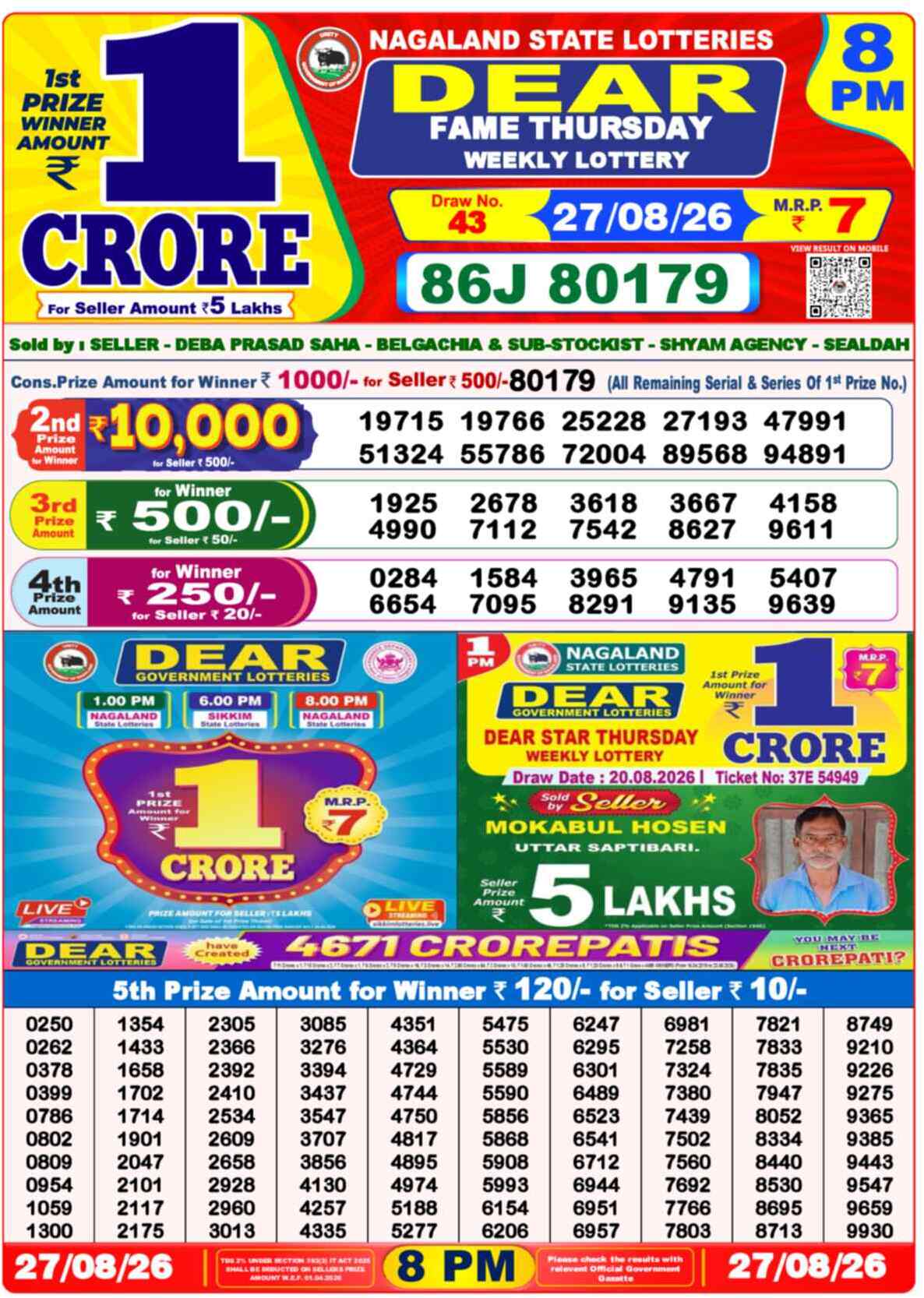 Lottery Sambad 27.08.26