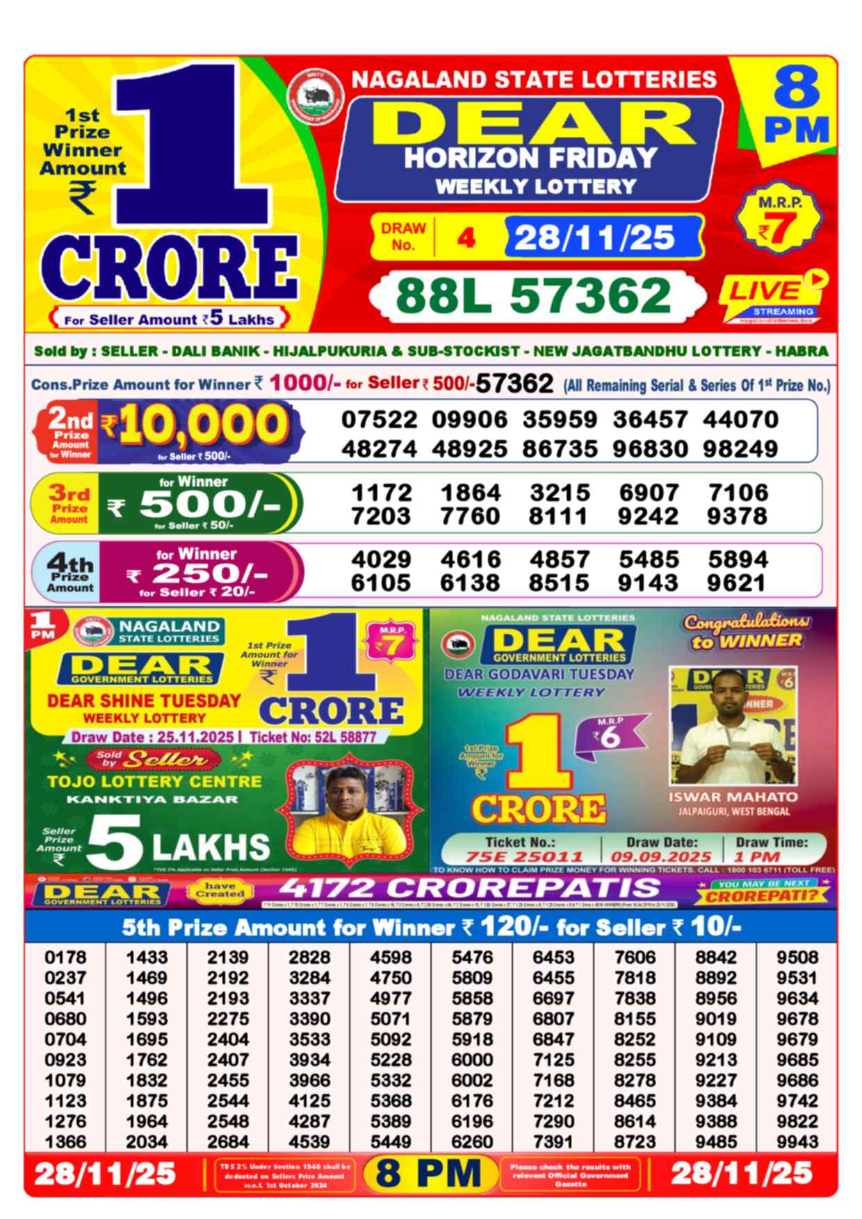 Lottery Sambad 28.11.25