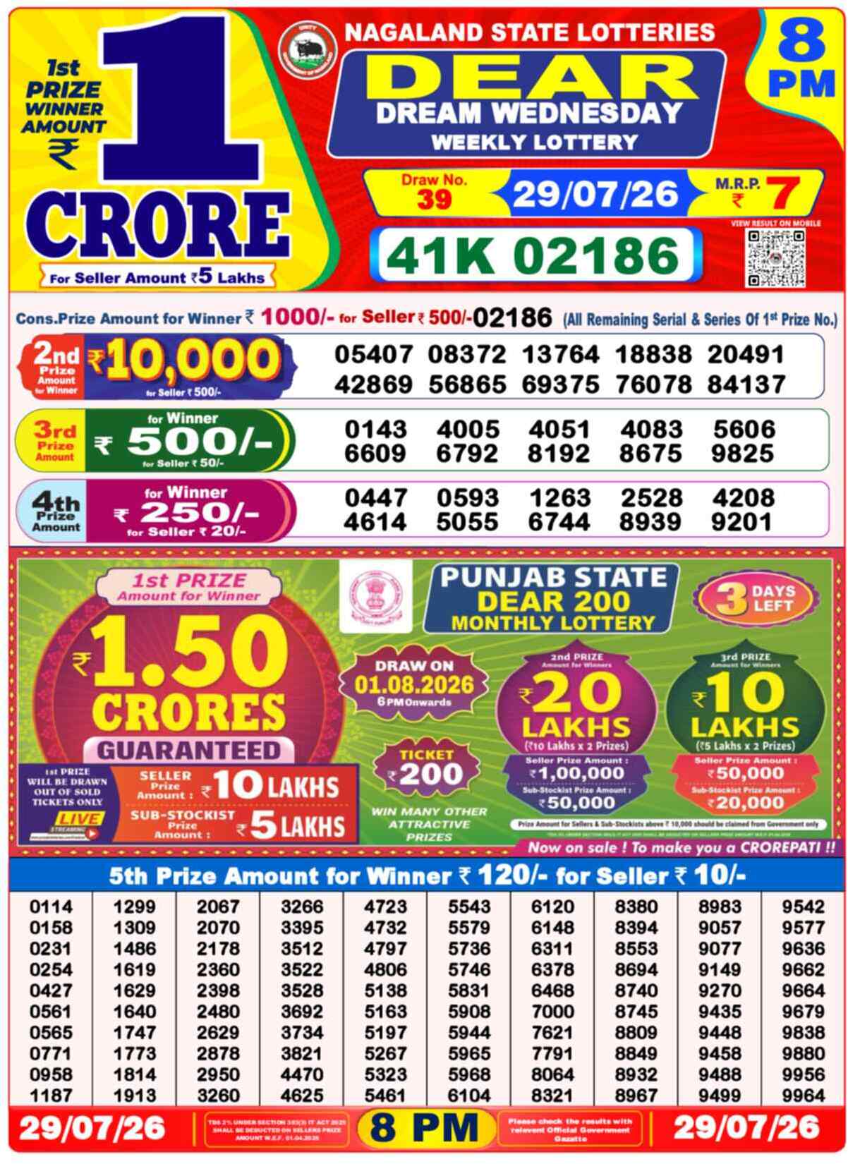 Lottery Sambad 29.07.26