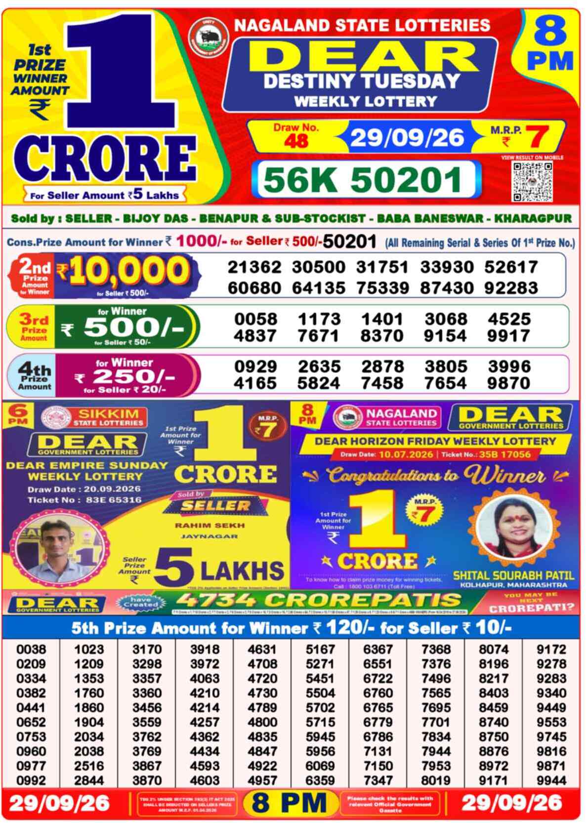Lottery Sambad 29.09.26